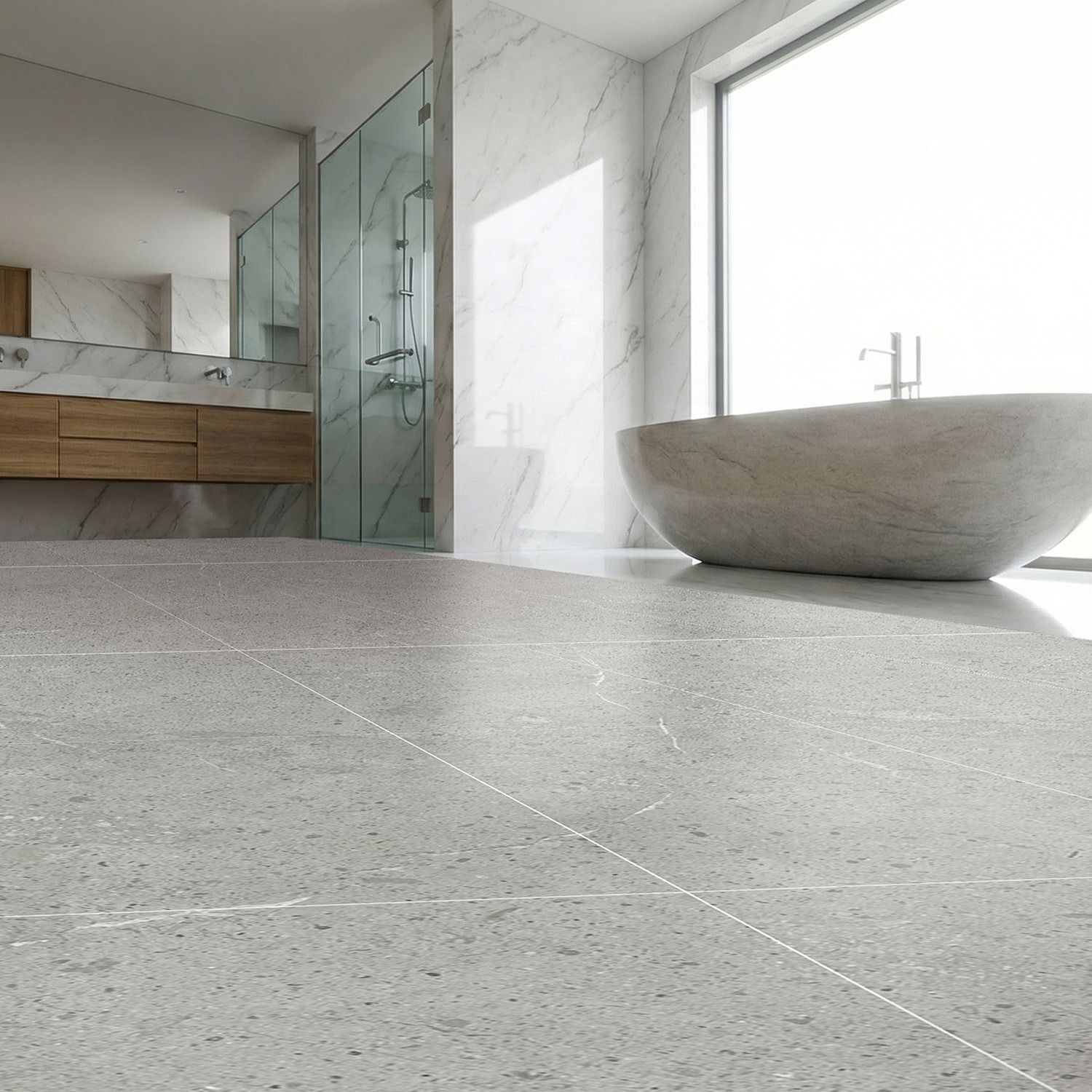  Panel Podłogowy SPC Winylowy Kamień Limestone Szary Mat 45 x 90 cm 4 mm
