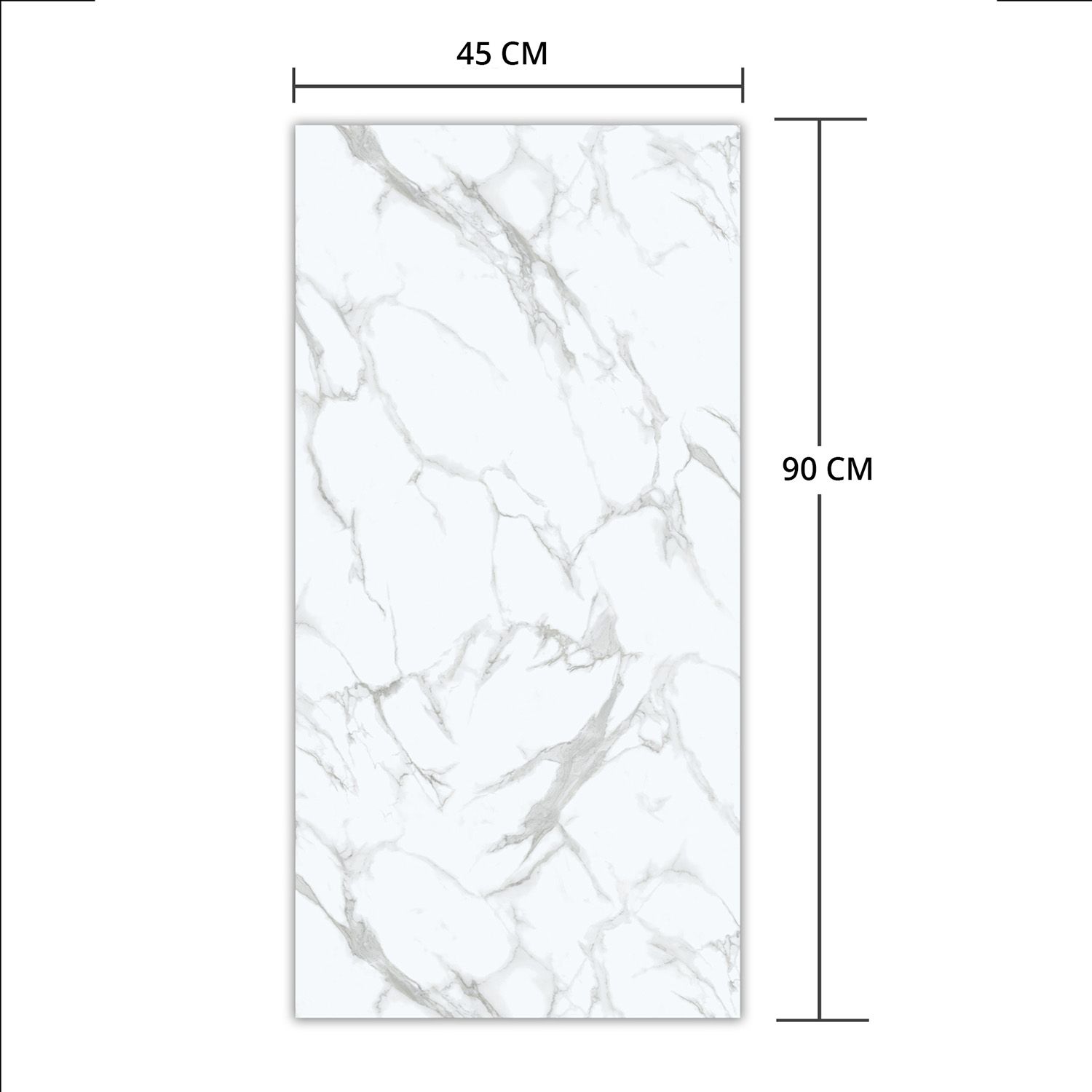 Panel Podłogowy Winylowy SPC Marmur Calacatta Biały Połysk 45 x 90 cm 4 mm