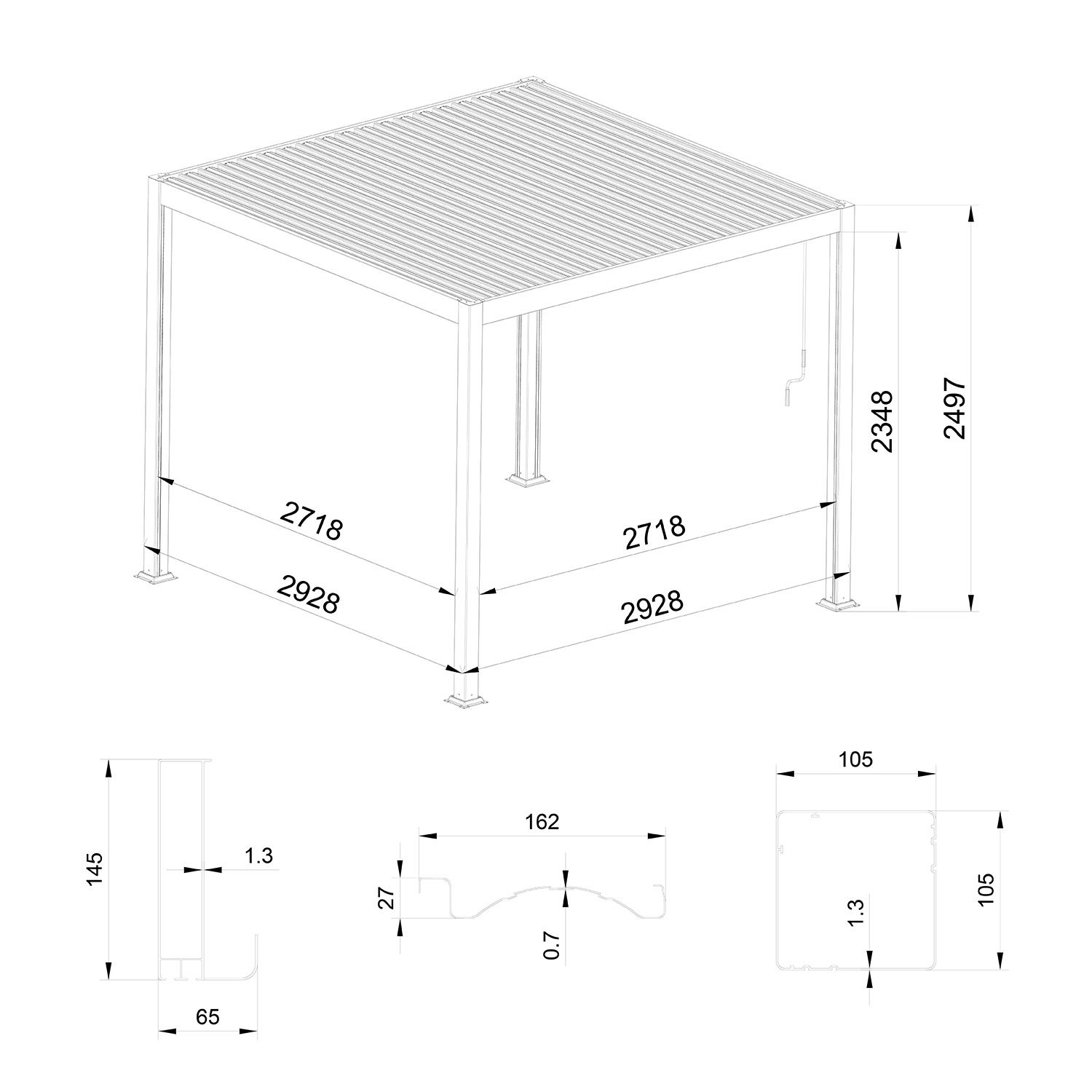 Pergola Ogrodowa Aluminiowa z regulowanym dachem Antracyt 3 x 3 m