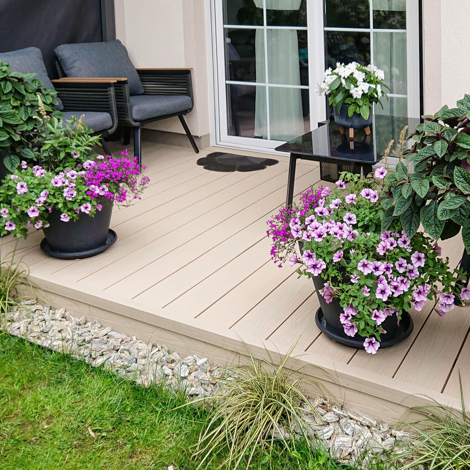 Deska Tarasowa Kompozytowa Premium Ecru / Dąb Jasny – dł. 4 m