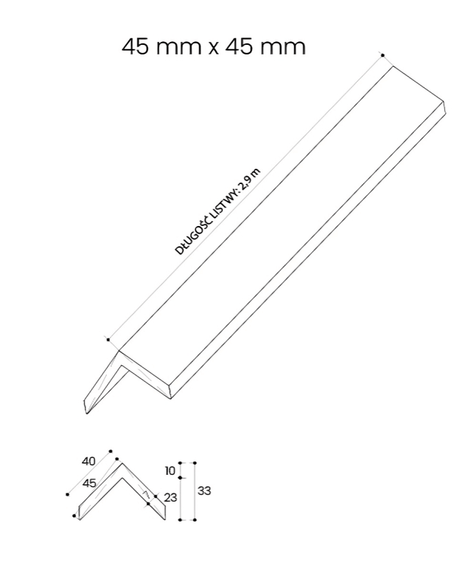 Listwa Kompozytowa Kątowa Premium Teak 45x45 mm – dł. 2,9 m