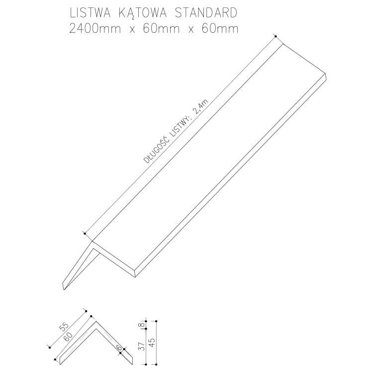 Listwa Kompozytowa Kątowa Standard/3D Miodowy Teak – dł. 2,4 m