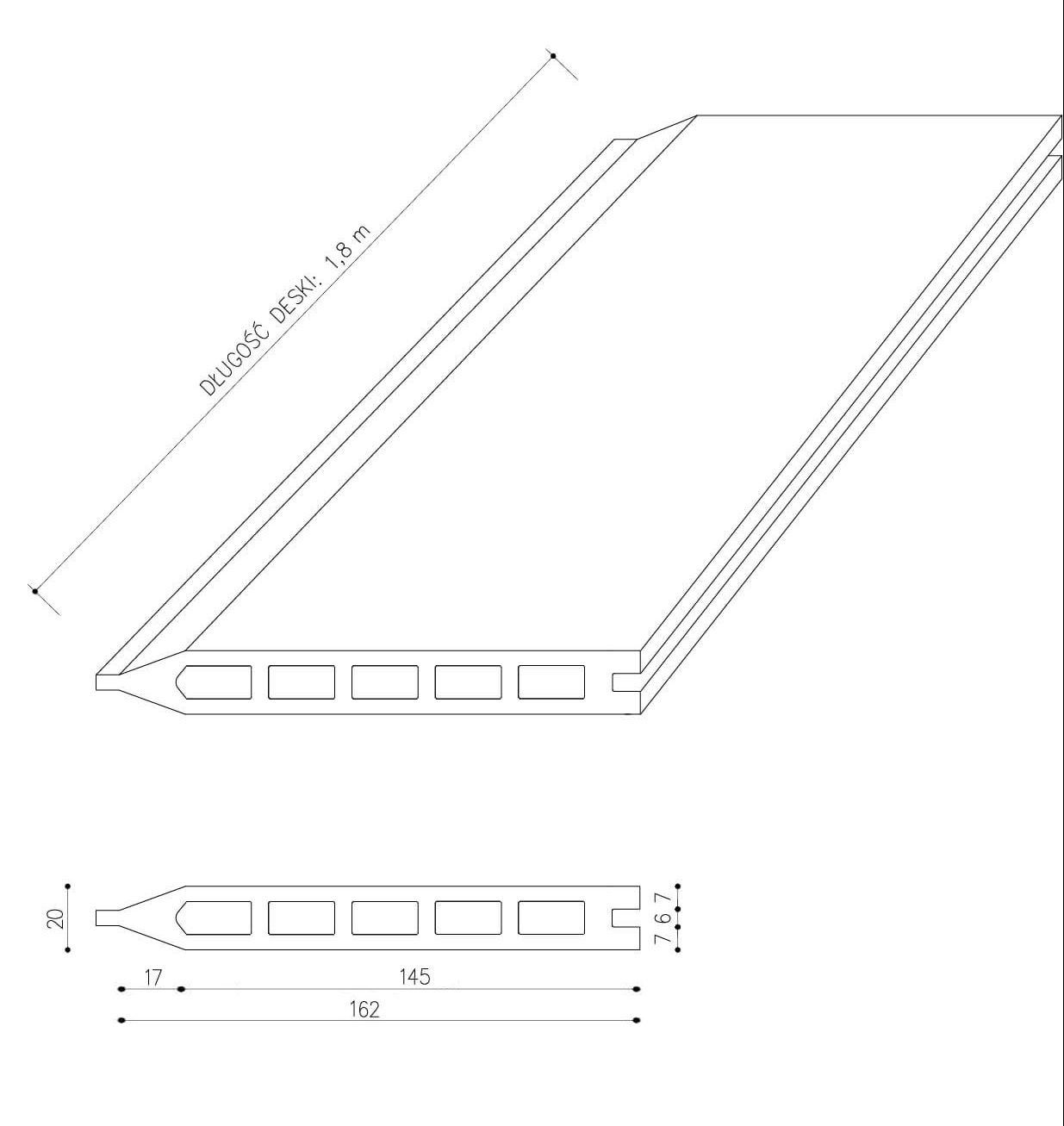 Deska Ogrodzeniowa Premium Dąb Winchester 162 x 20 mm – dł. 1,8 m