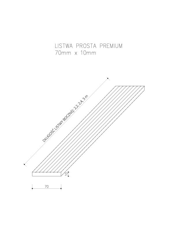 Listwa Kompozytowa Prosta Premium Sand 70x10 mm – dł. 2,9 m