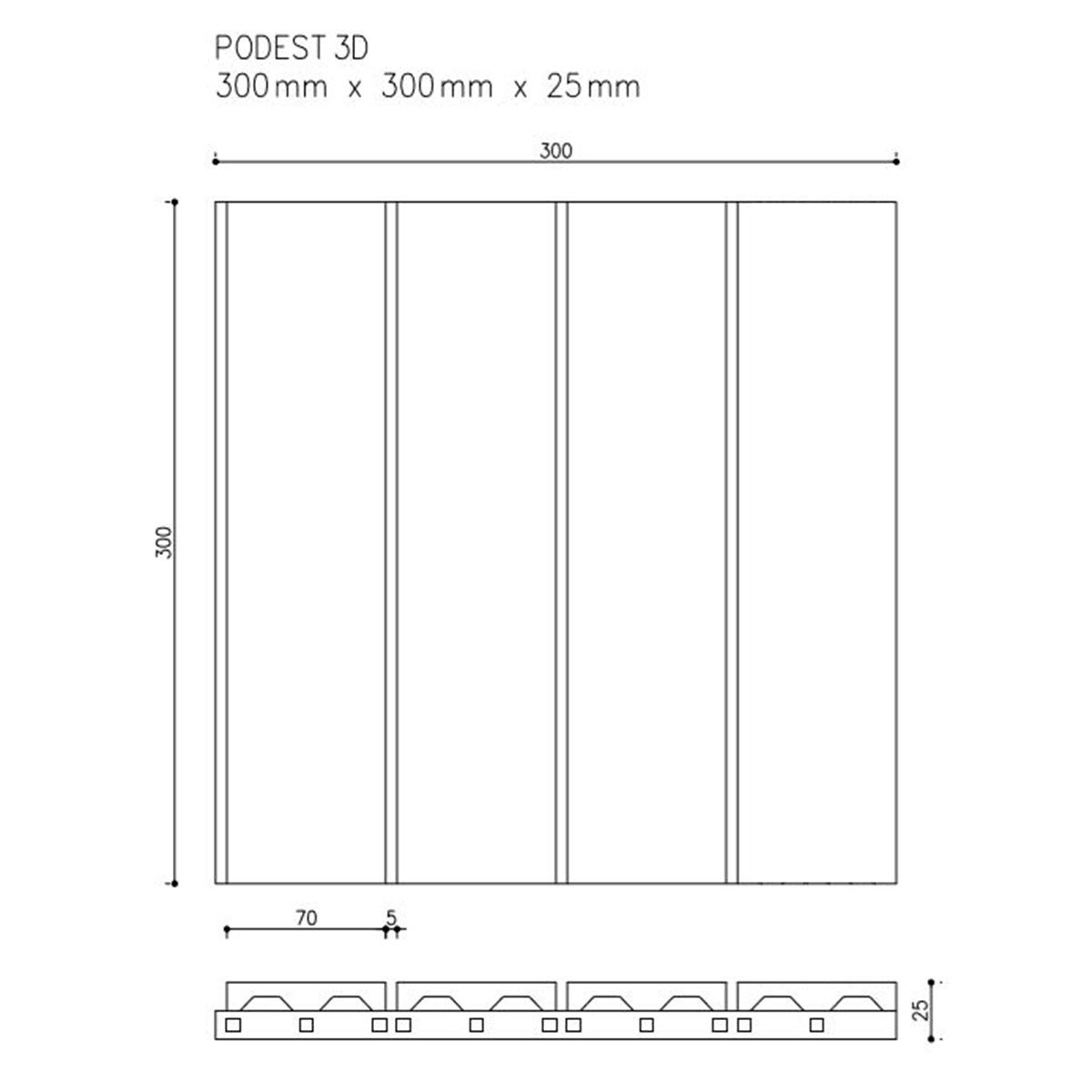 Podest Tarasowy Kompozytowy 3D Boczny Brąz Podest Tarasowy Kompozytowy 3D Boczny Brąz