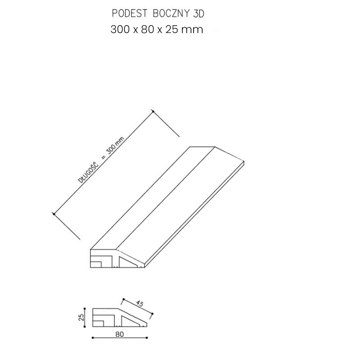 Podest Tarasowy Kompozytowy 3D Boczny Brąz Podest Tarasowy Kompozytowy 3D Boczny Brąz
