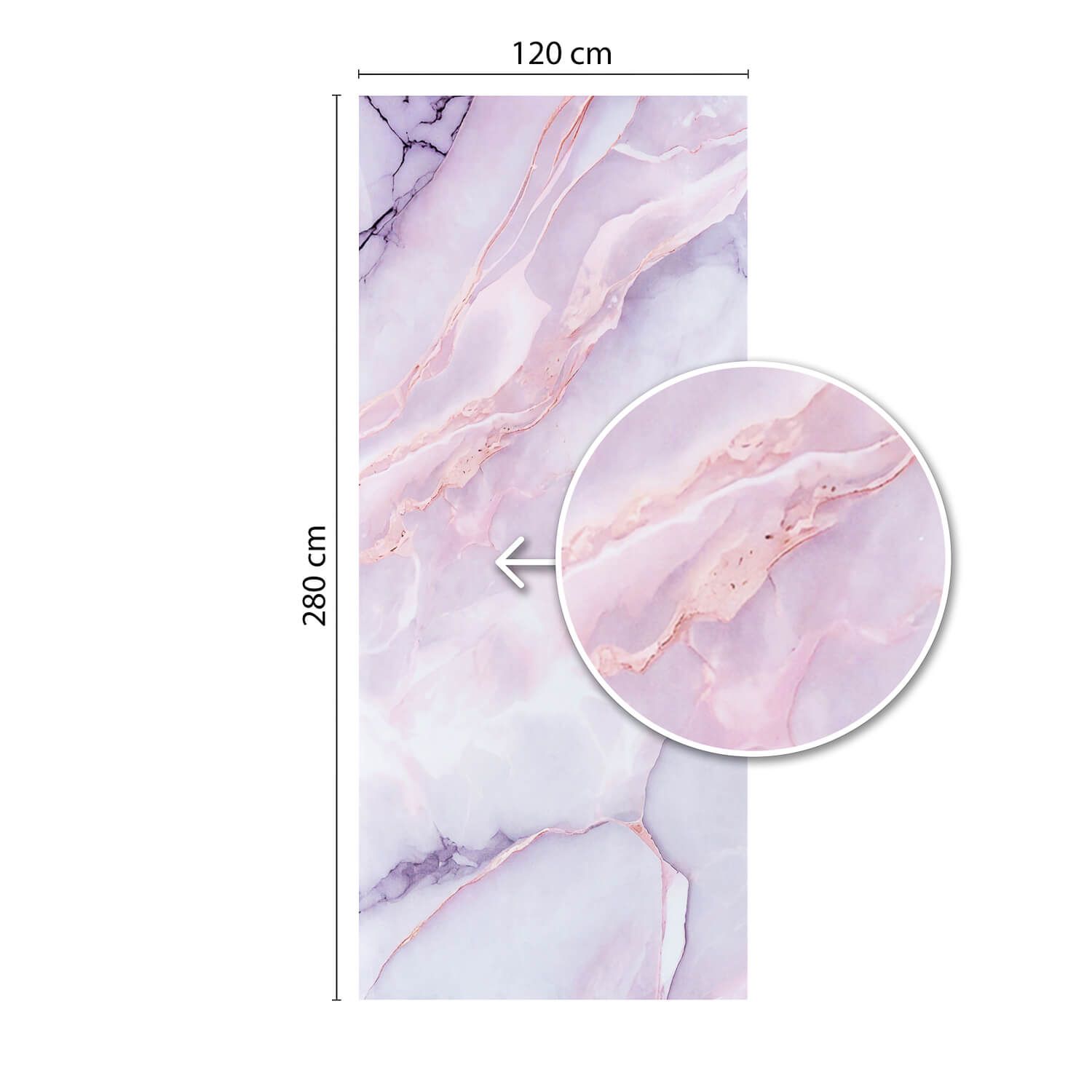 Panel Ścienny XXL Statuario Różowy Połysk 120 x 280 cm 3 mm (A)