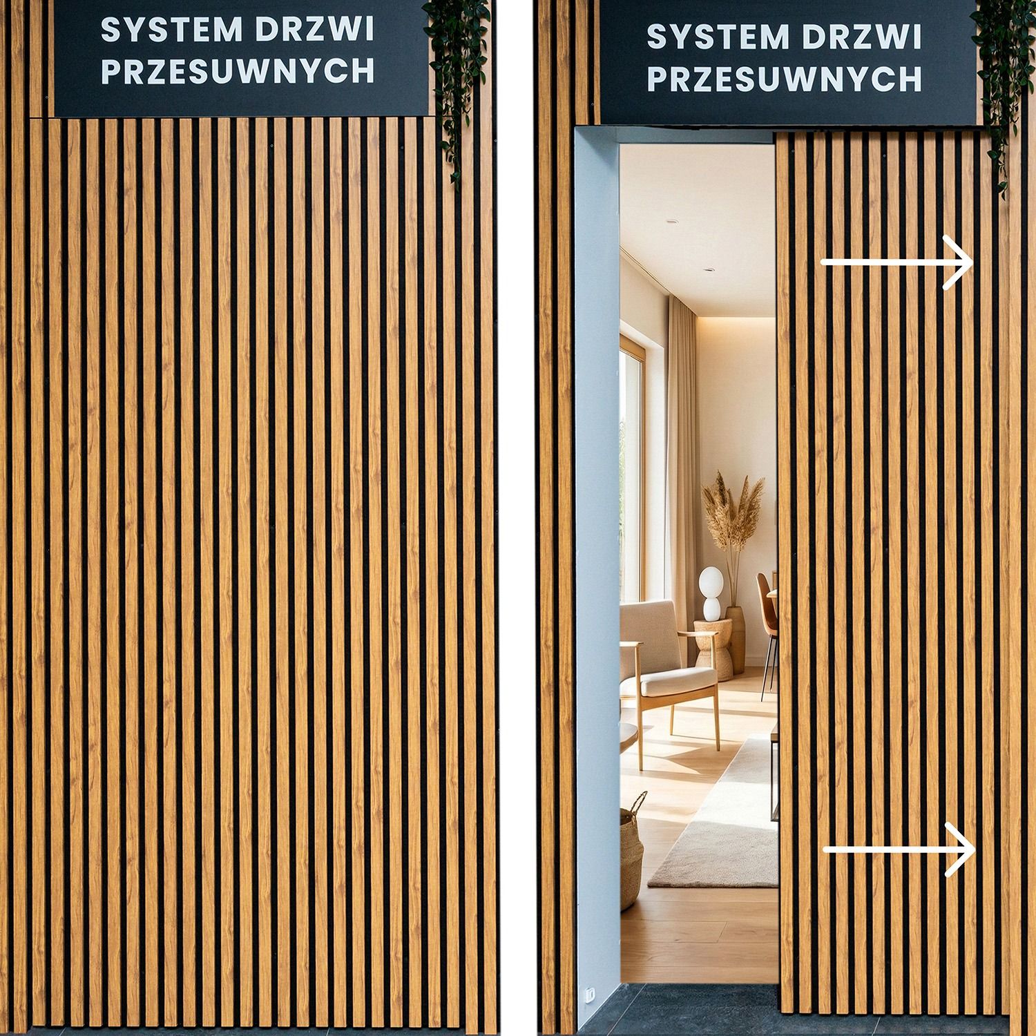 System drzwi przesuwnych ukrytych 120 cm – Strona Prawa | Czarny