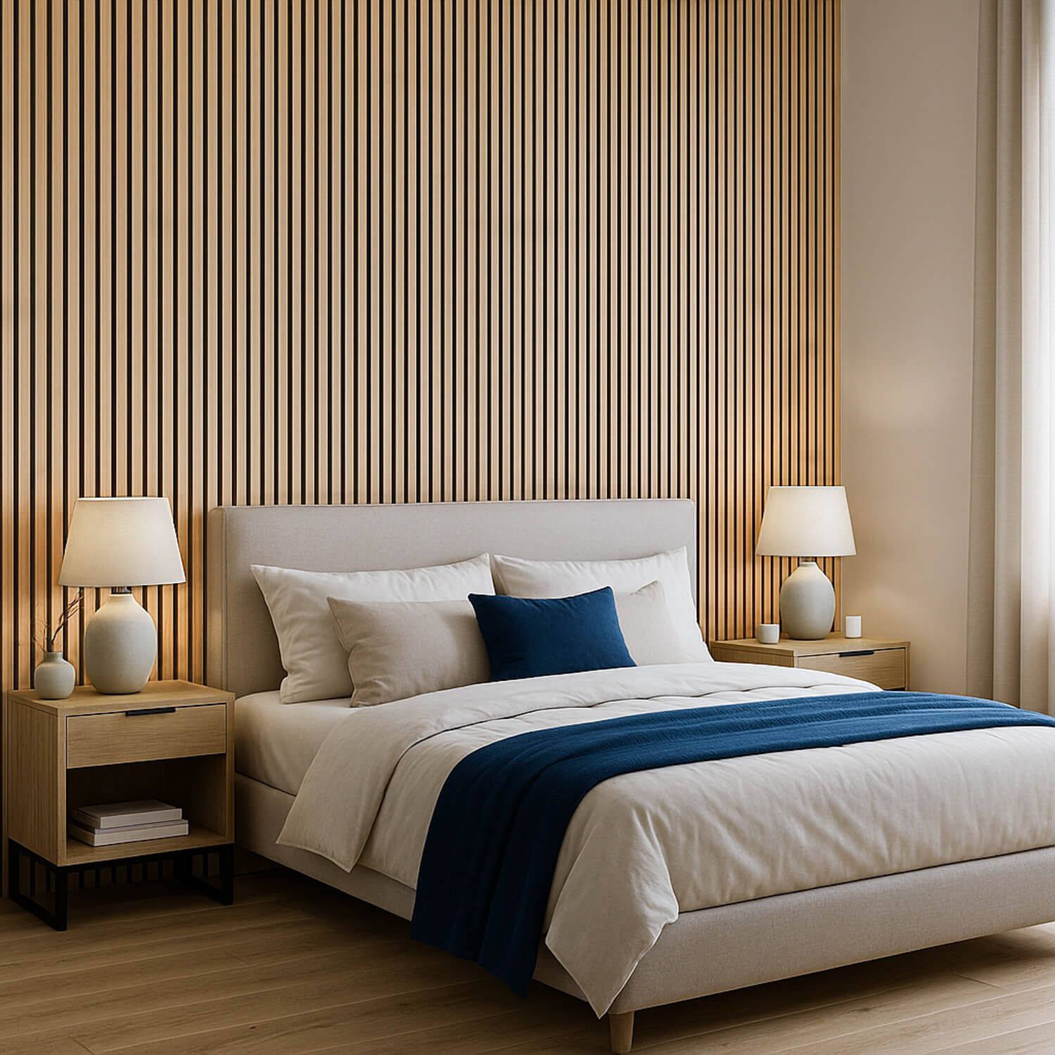 Lamele ścienne akustyczne na filcu Dąb Jasny 2 x 32 cm – dł. 2,7 m