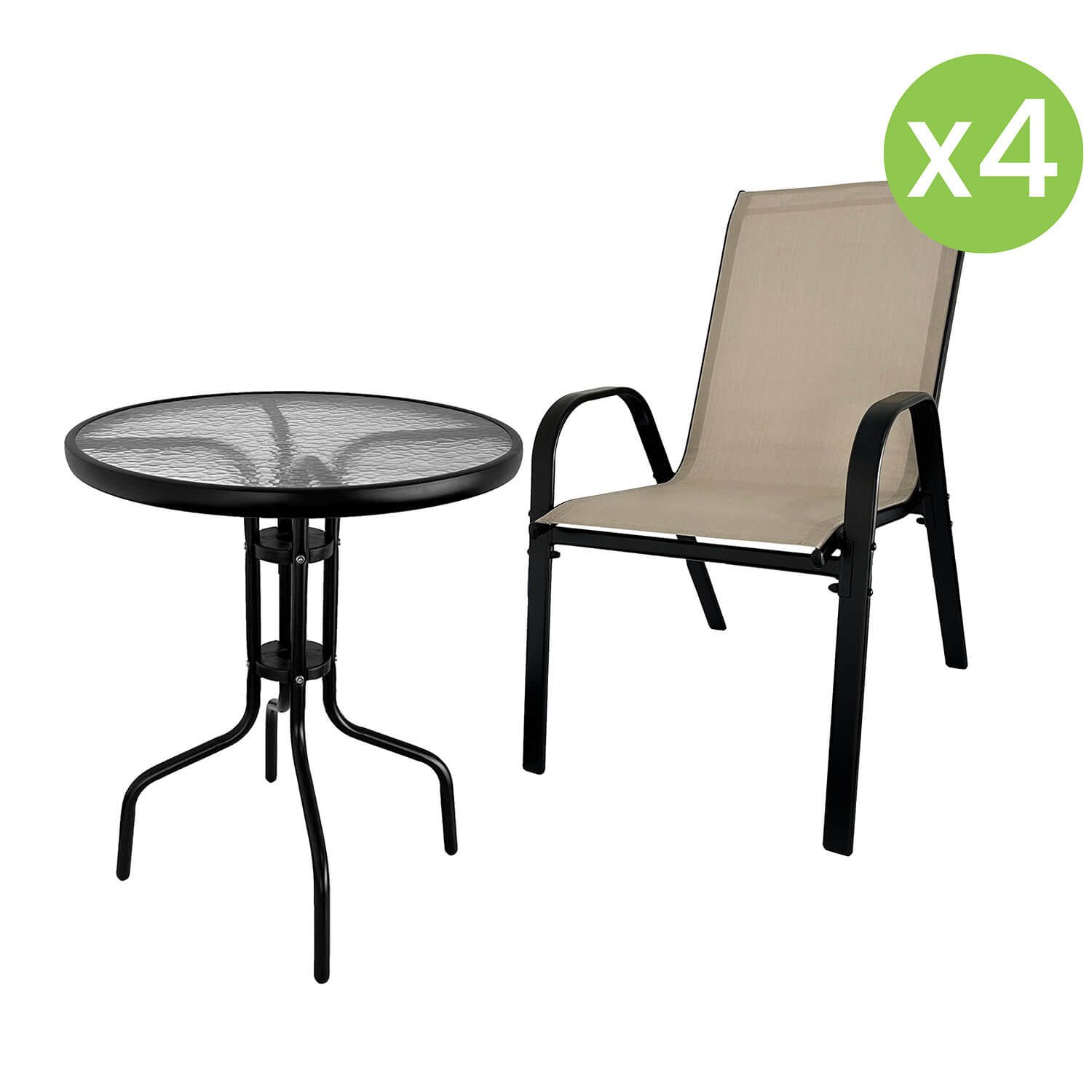 Zestaw Ogrodowy Terra Beżowy – 4 krzesła + stolik Zestaw Ogrodowy Terra Beżowy – 4 krzesła + stolik