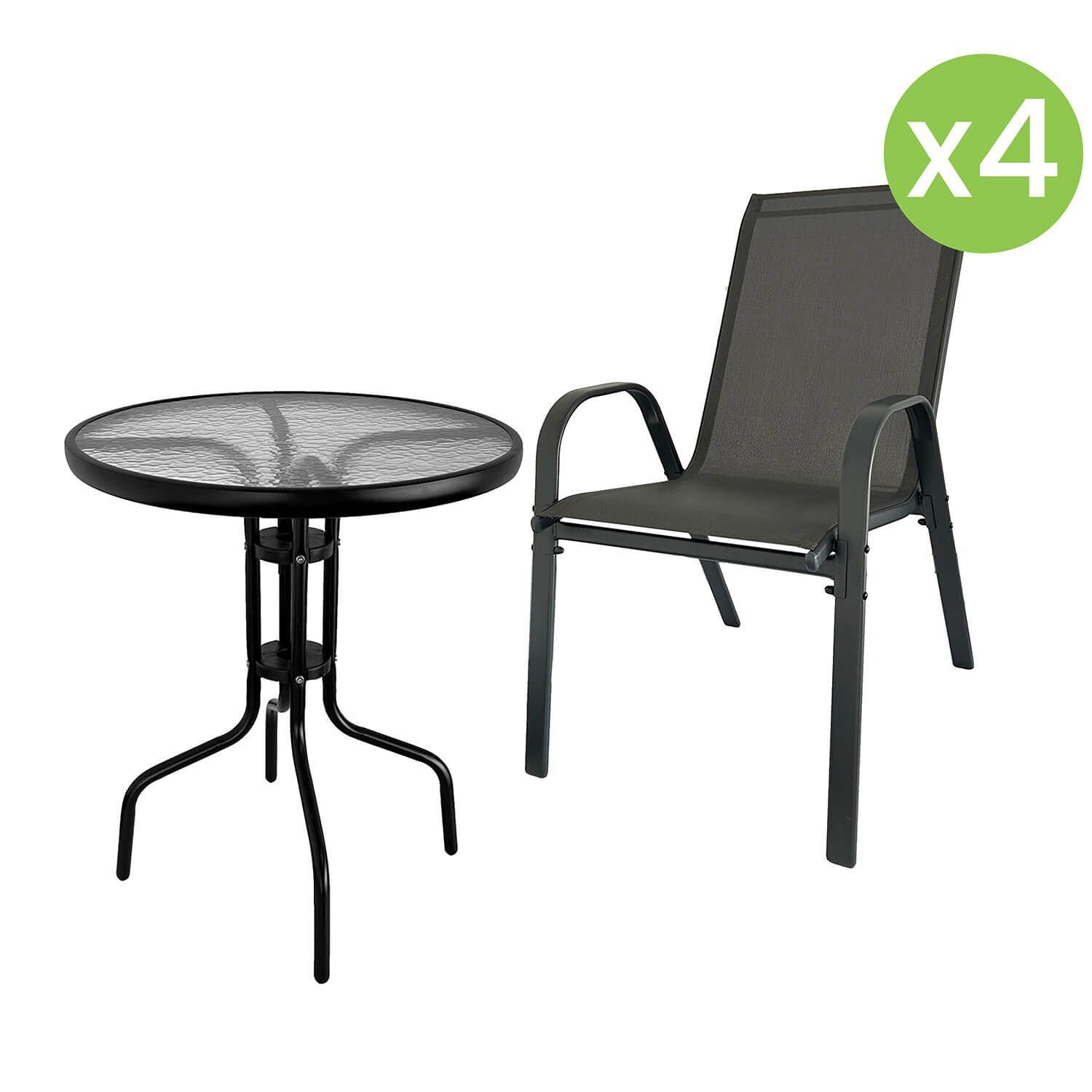 Zestaw Ogrodowy Terra Szary – 4 krzesła + stolik