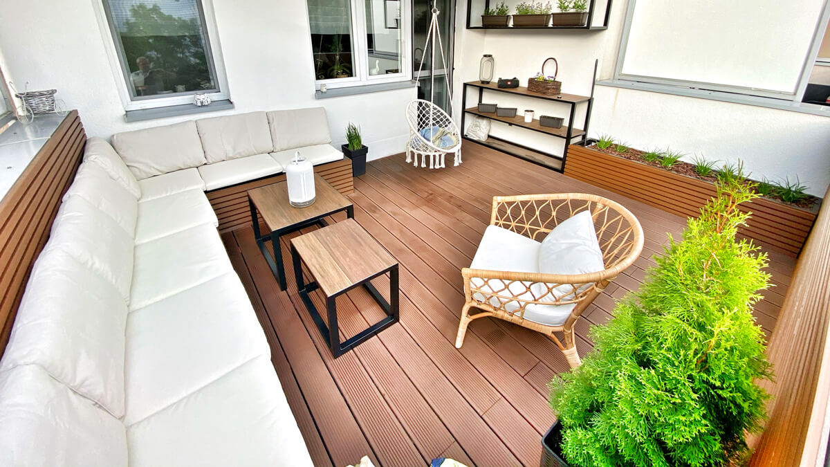 Wykończenie tarasu, deska lamelowa Premium Teak