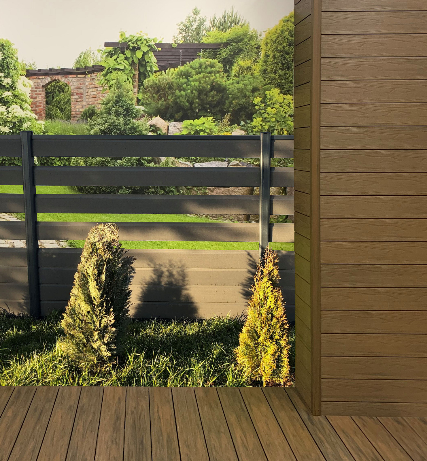 Ekspozycja deski elewacyjnej Premium Teak w salonie w Gdyni