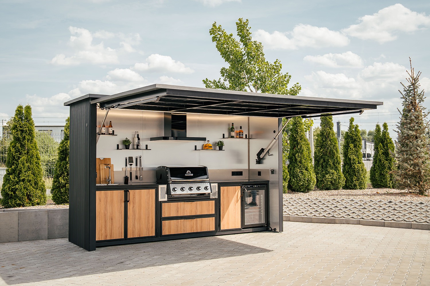 Kuchnia ogrodowa z lameli kompozytowych Premium Silver Gray