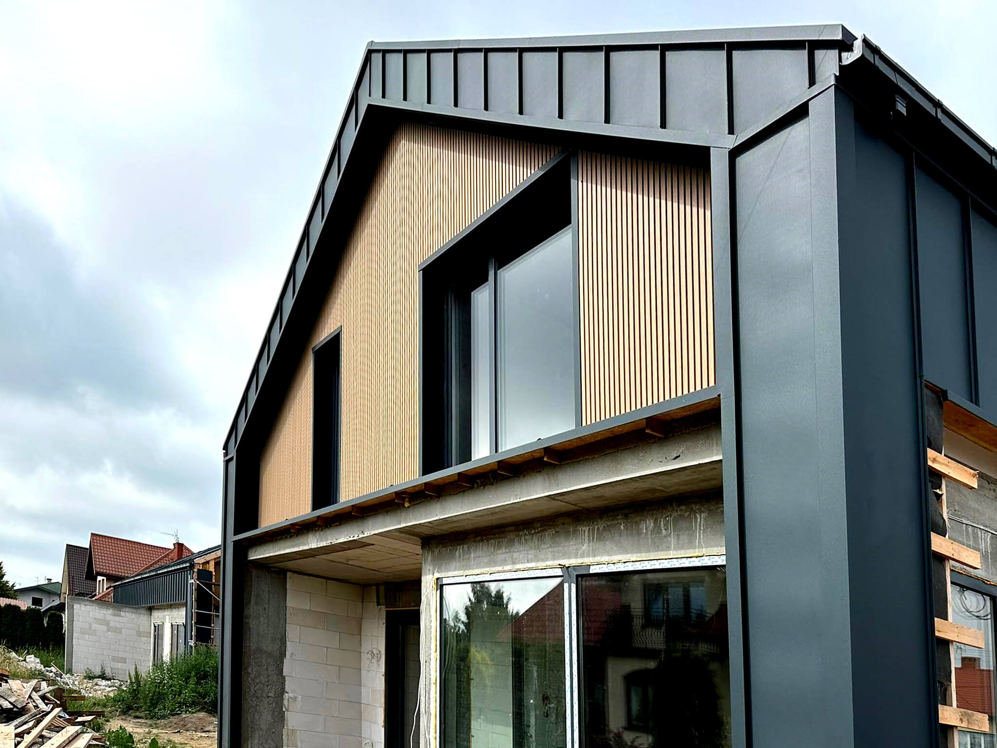 Lamele Premium Dąb na elewacji