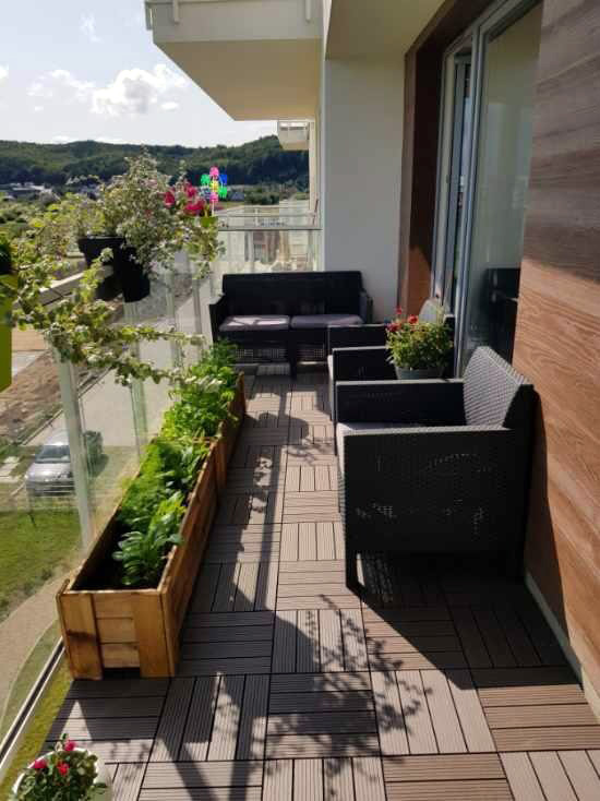 Balkon z podestów tarasowych kompozytowych Standard Ciemny Brąz