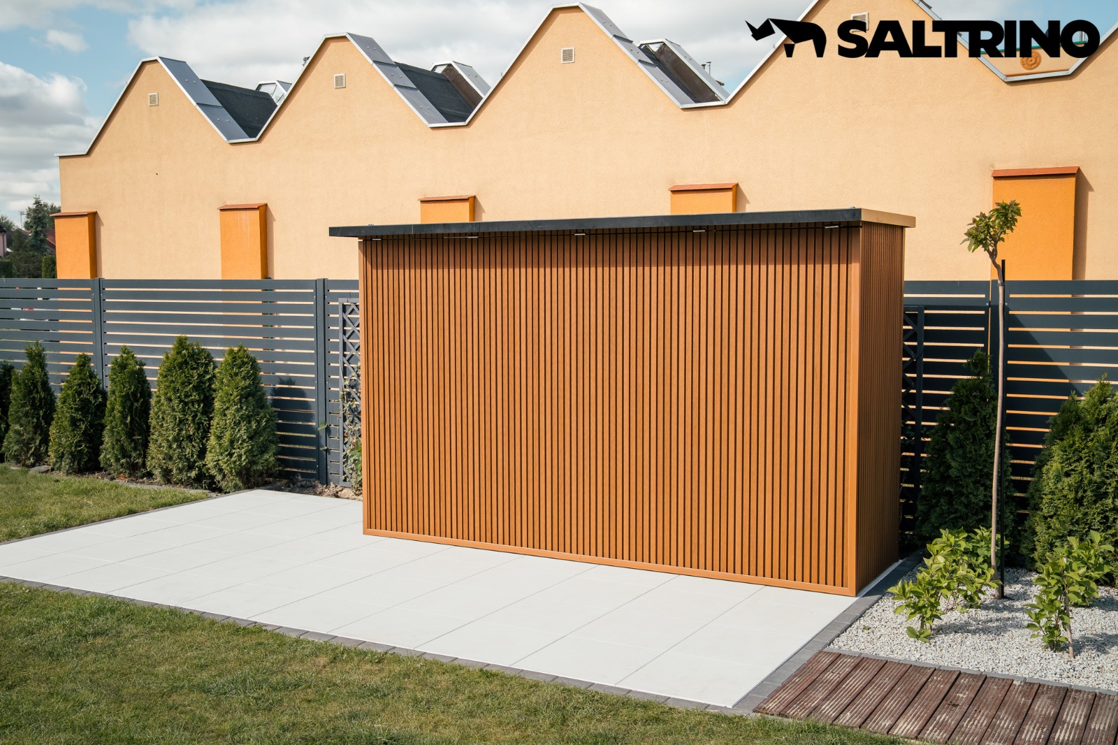 Nowoczesna kuchnia ogrodowa z lameli kompozytowych Premium Teak