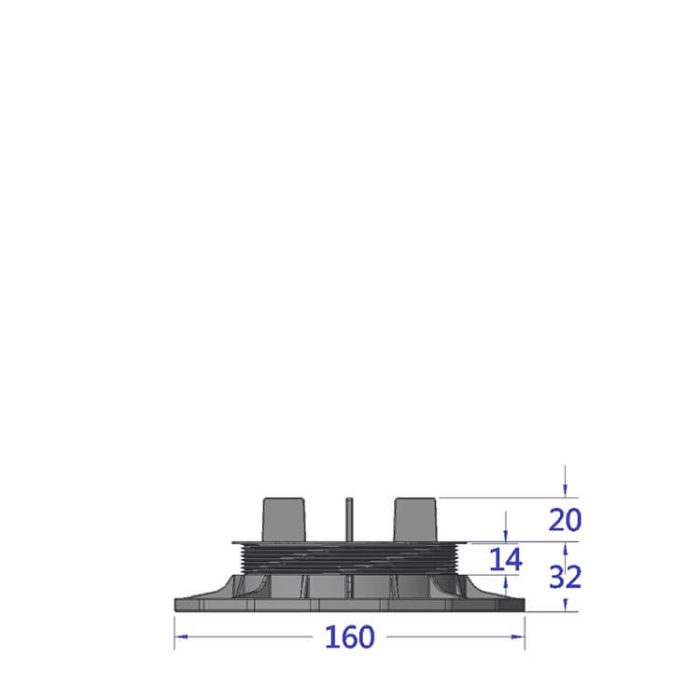 Wspornik tarasowy regulowany pod plyty 18mm 32mm rysunek techniczny