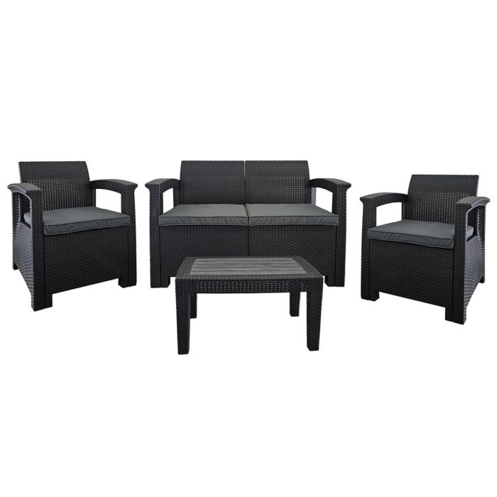 meble ogrodowe technorattan sofa fotel stolik antracyt