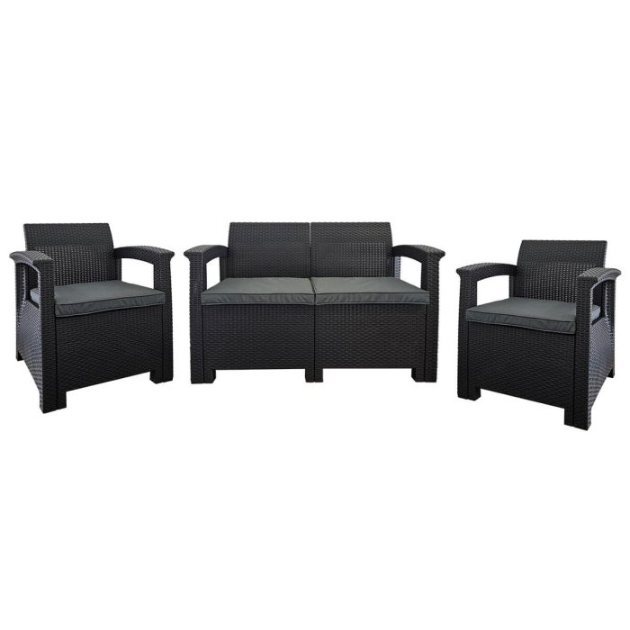 meble ogrodowe technorattan sofa fotel stolik antracyt