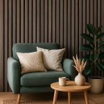 wizualizacja Lamele ścienne akustyczne na filcu Dąb Rustykalny 2,1 x 30,5 cm